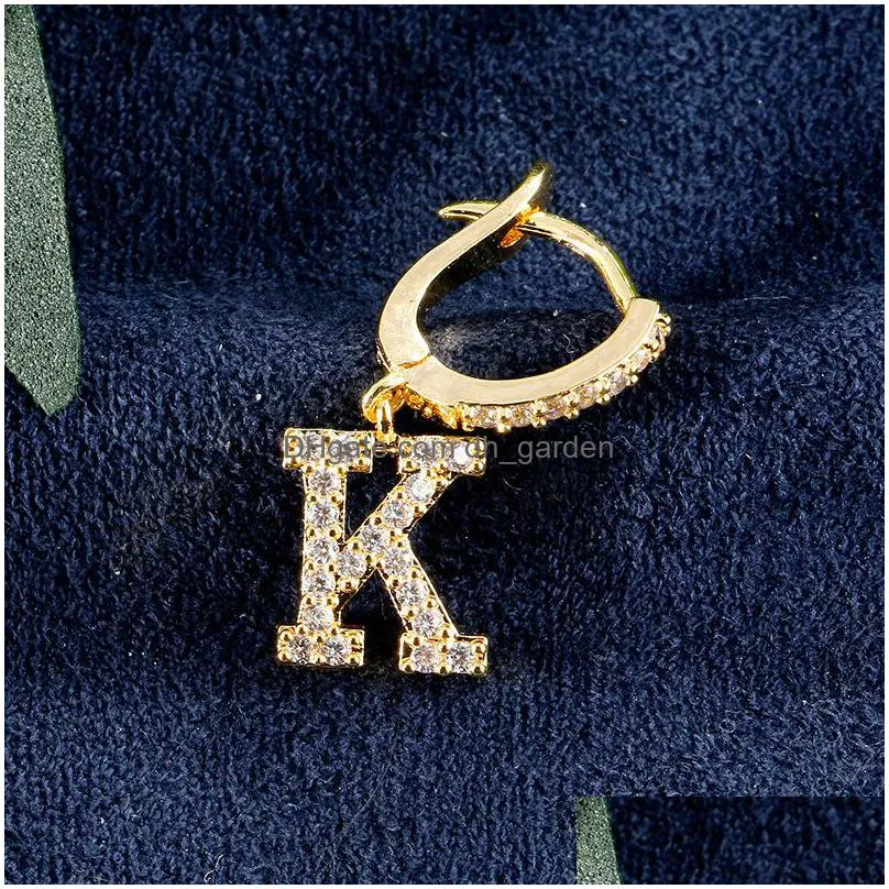 26 english letters zircon ear piercing gold earring for women girls statement earring valentines day jewelry gift wholesalez