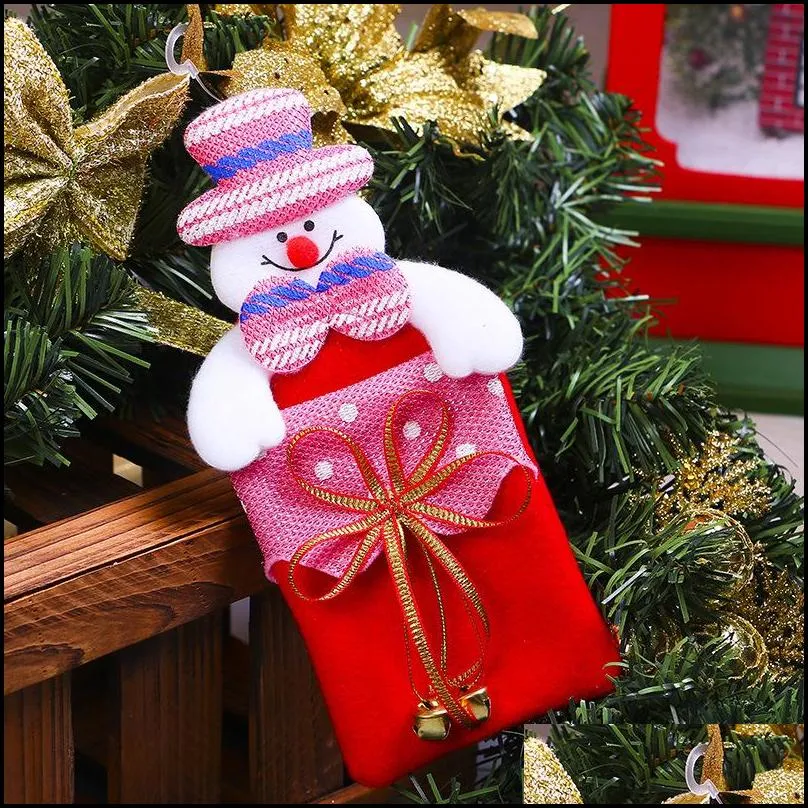 christmas candy bag felt santa claus sock gift bag kids xmas nonwoven bell gift bag christmas tree hanging decoration