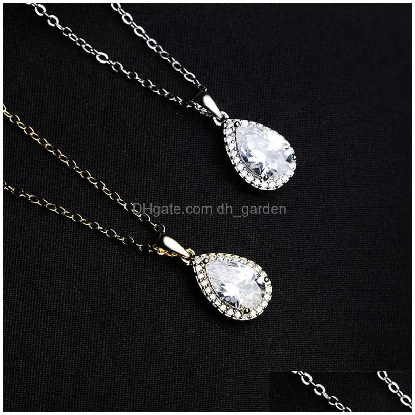 cubic zirconia teardrop necklaces 2020 classical water drop necklace for women silver gold chain designer jewelry necklacez