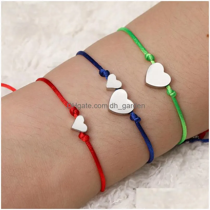 new arrival make a wish card bracelets fashion colorful rope bracelet stainless steeling plated heart charm bracelet for women mensz