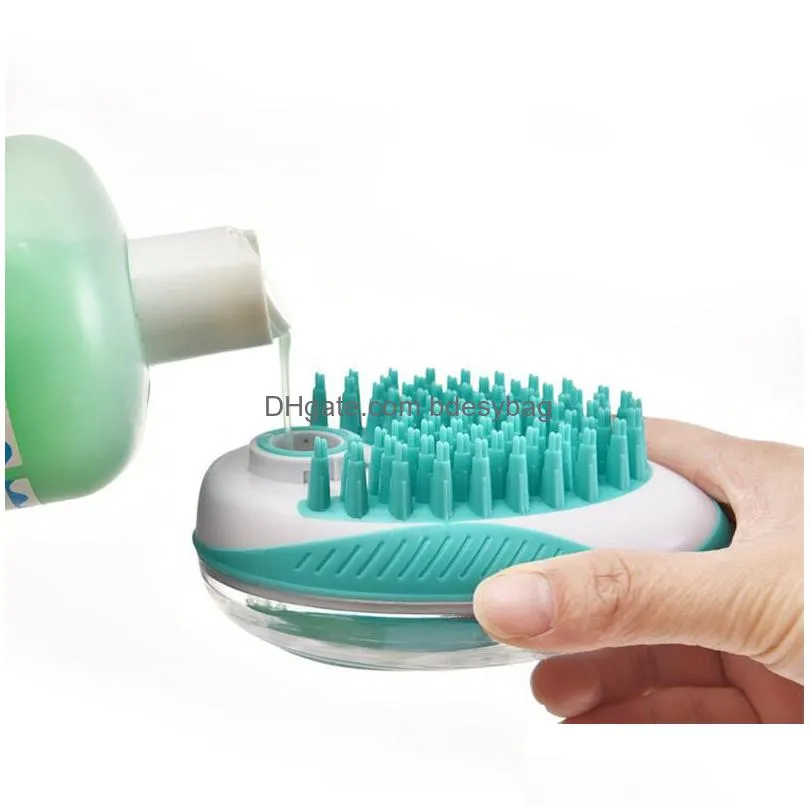 cat grooming bath brush for pet massage brushes removes loose hair comb shower scrubber 2 in 1shampoo dispenser pets tools rre12500
