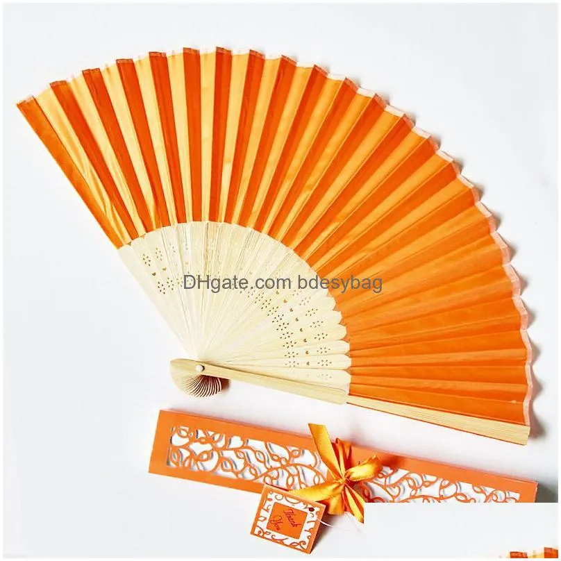 white wedding hand fan paper pocket folding with gift box gift church summer diy decoration supplies rrb16125