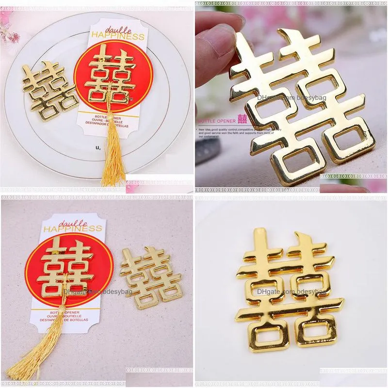 laser cut double happiness bottle opener favour for chinese wedding party favors and gifts guests rrb13709