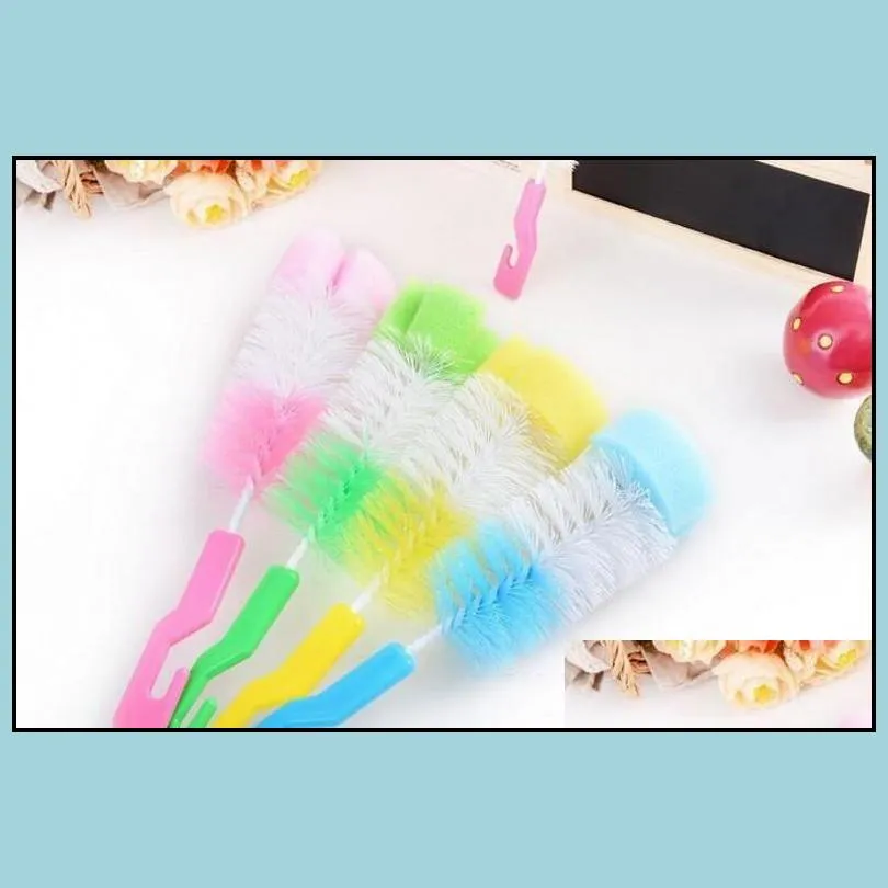 2pcs/set baby bottle brush sponge head 360 degree rotating baby milk bottle cup brush baby bottle cleaning brush sets