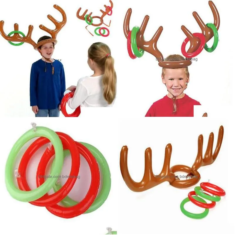 funny reindeer antler hat ring toss christmas holiday party game supplies toy children kids christmas toys rrb16102