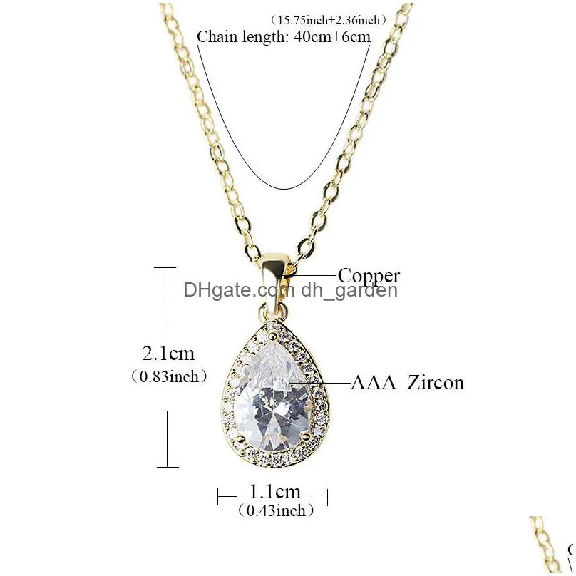cubic zirconia teardrop necklaces 2020 classical water drop necklace for women silver gold chain designer jewelry necklacez