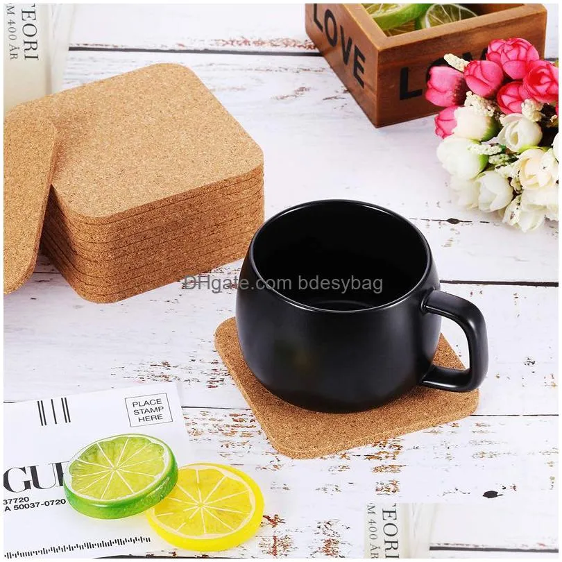 party gift blank cork coasters square cup mat heat insulation coasters for home diy tableware decoration durable coaster rrb16507