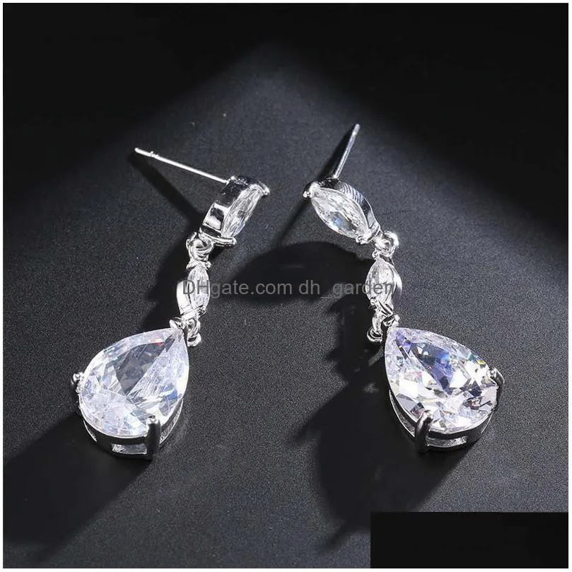 cubic zirconia stud earring for women teardrop earrings with marquis and pearshaped dangles as bridesmaid jewelryz