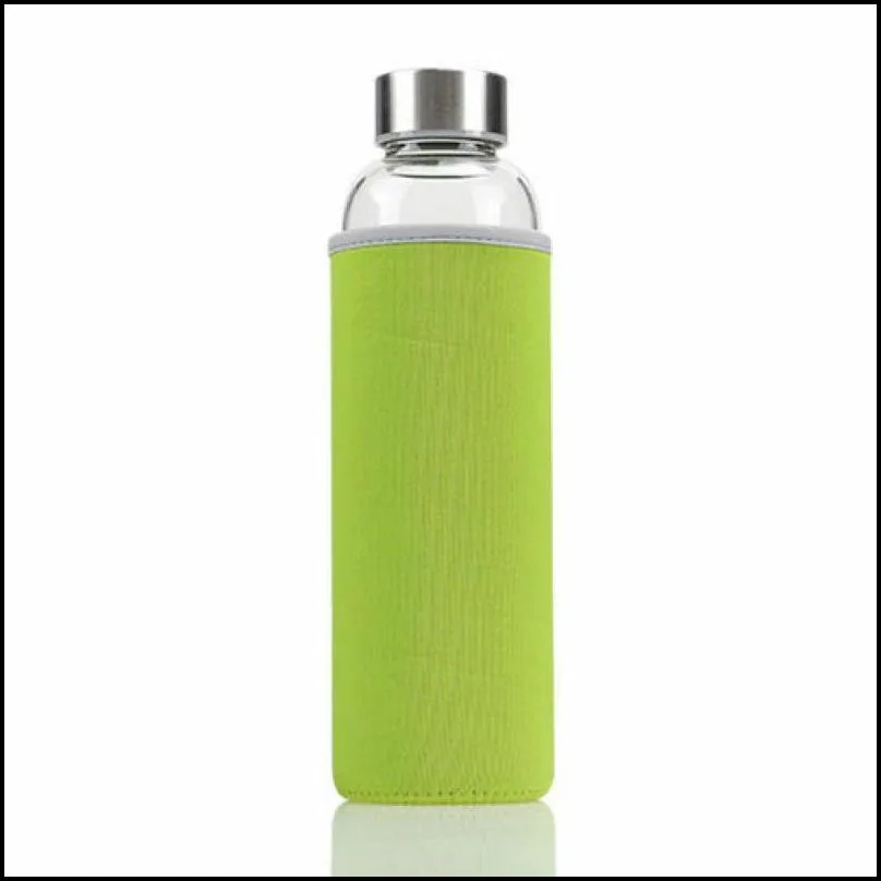 22oz glass water bottle bpa sports water bottle single layer high temperature resistant glass bottles with tea filter and nylon