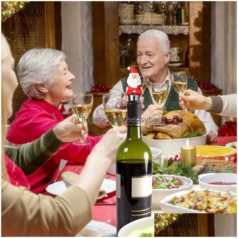 cartoon santa wine stoppers bar tools christmas party decorations metal champagne wine corks bottle opener rrb15950