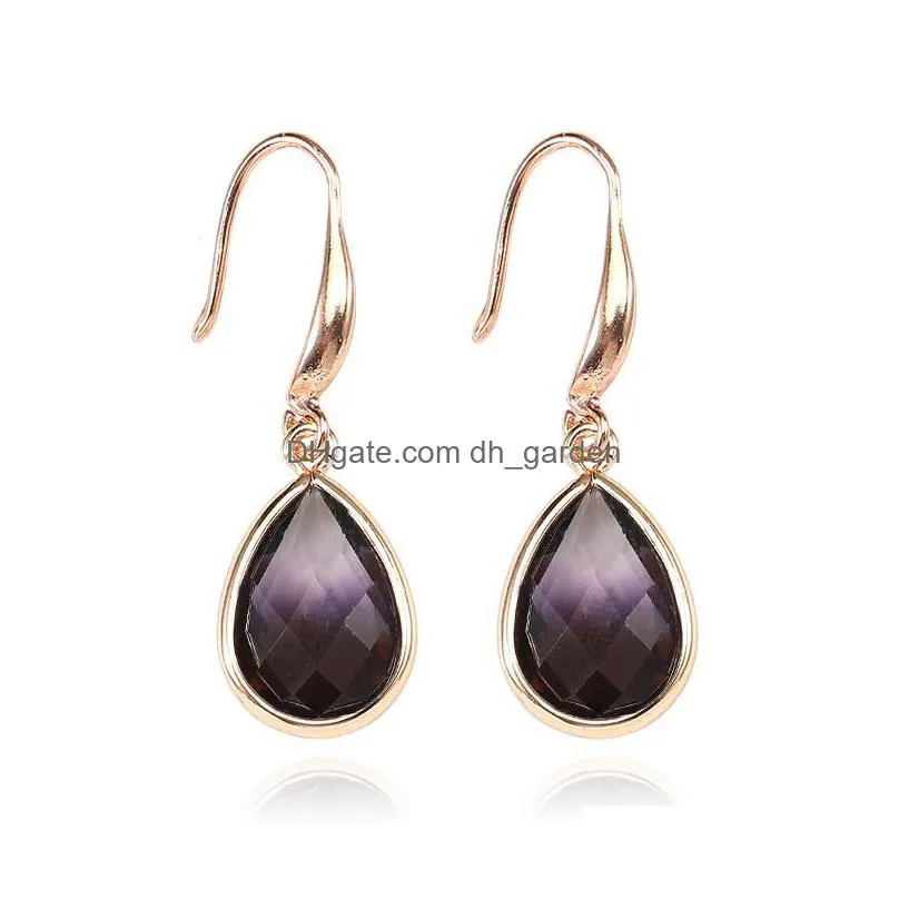 2020 trendy teardrop glass crystal dangle earrings gold color waterdrop long earring for women girls fashion jewelryz