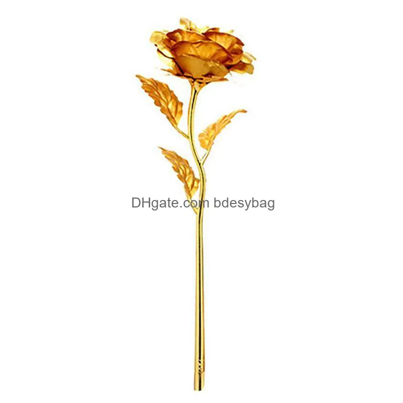 fashion 24k gold foil plated rose creative gifts lasts forever rose for lovers wedding valentine day gifts home decoration eea3381