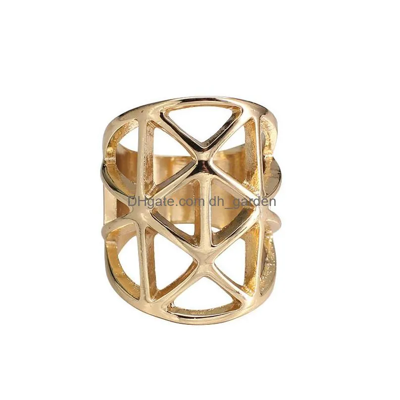 fashion design chic geometry hollow out triangle ring gold punk rings for women men engagement jewelry valentines day gift