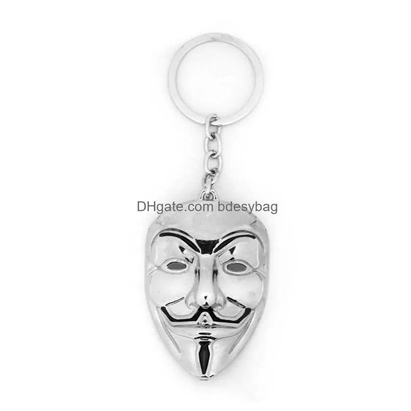 v for vendetta key chain women men pendant mask keychain key ring movie ring holder souvenir gifts new gga2652