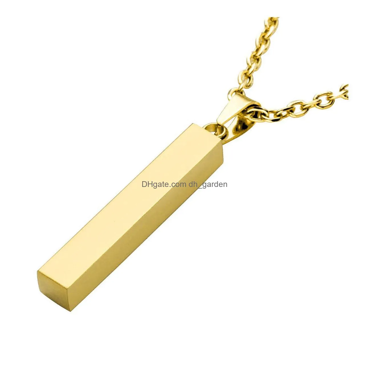 stainless steel bar pendant charm statement pendants necklace hip hop gold rose gold silver solid blank bar charm pendant jewelry for men