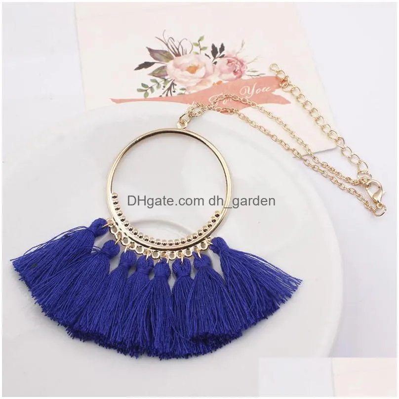 new arrival tassel dangle pendant necklace fringed sweater gold chain multi color necklace for women valentines day giftz