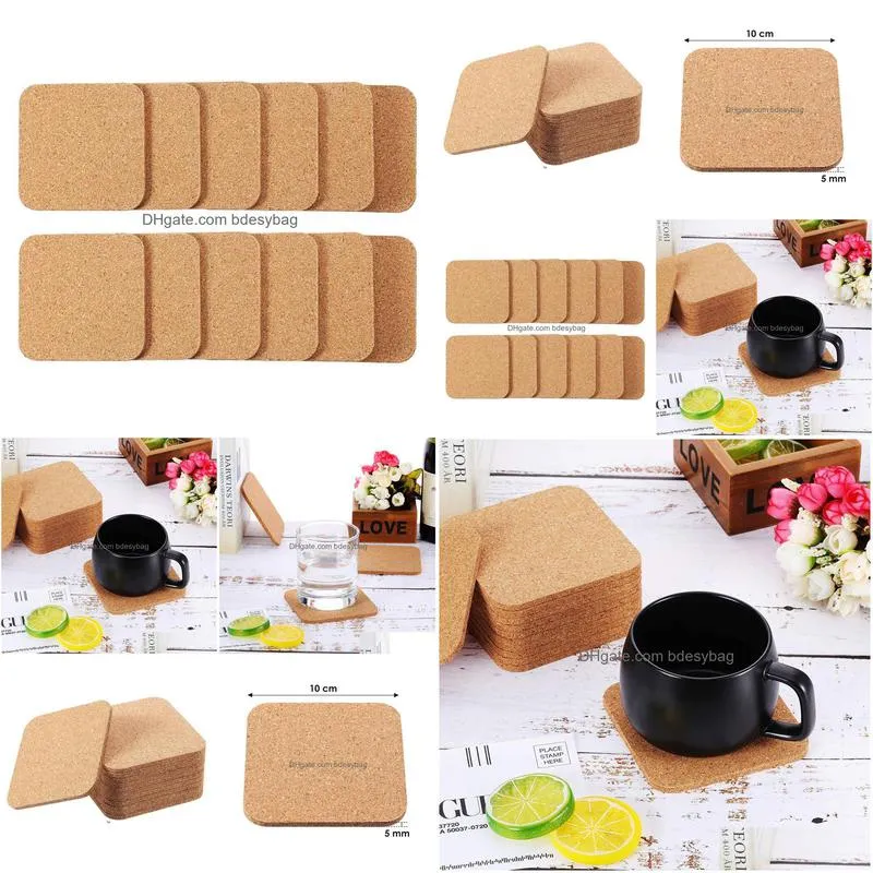 party gift blank cork coasters square cup mat heat insulation coasters for home diy tableware decoration durable coaster rrb16507