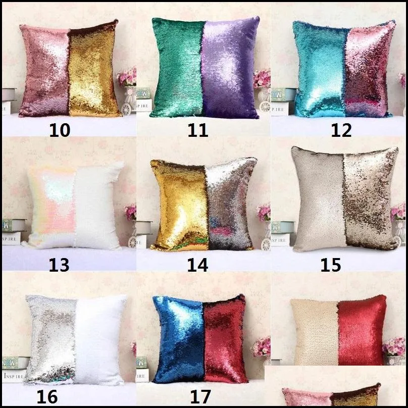 sequins pillowcase reversible cushion cover decorative throw pillow case sofa seat car pillow cover fashion styles 40x40cm