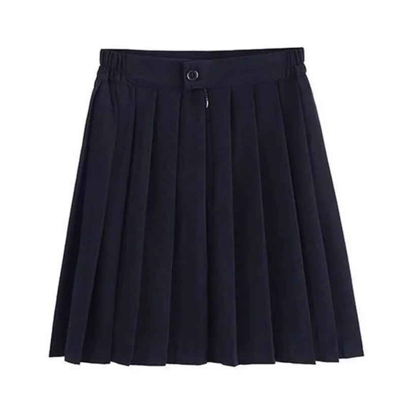 skirts elastic waist japanese student girls school uniform women long midi skirt ladies fashion party female pleated skirtskirts