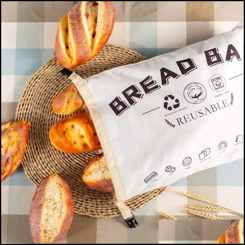 cotton bread bag reusable cotton bread toast baguette keep  storage bag bakery bread pouch cotton and linen