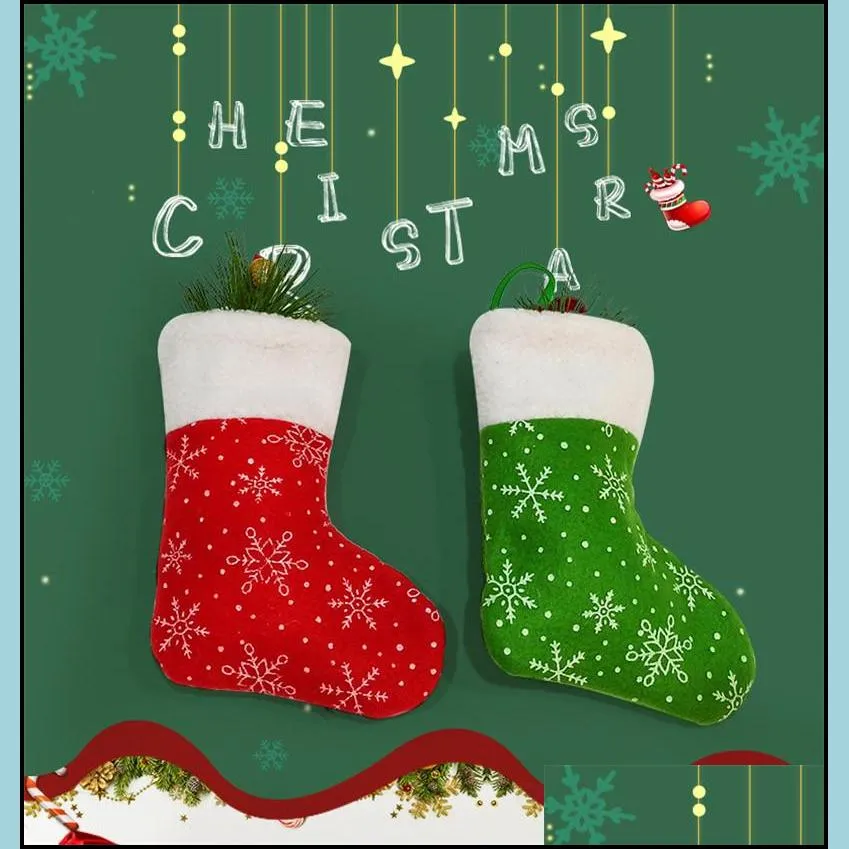 mini snowflake hanging stockings xmas tree hanging pendant socks nonwoven snowflake hanging pendant home christmas decorations