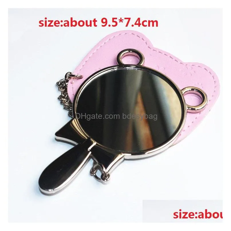 newsublimation blank cosmetics mirror with leather holder party favor portable thermal transfer mini square lover heart shape girl mak