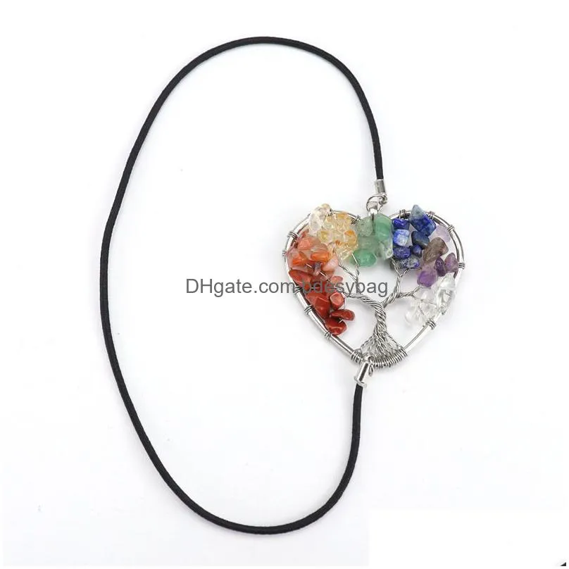 crystals gravel pendant party favor bookmark elastic rope heart shaped life tree bookmark gifts rrb16506