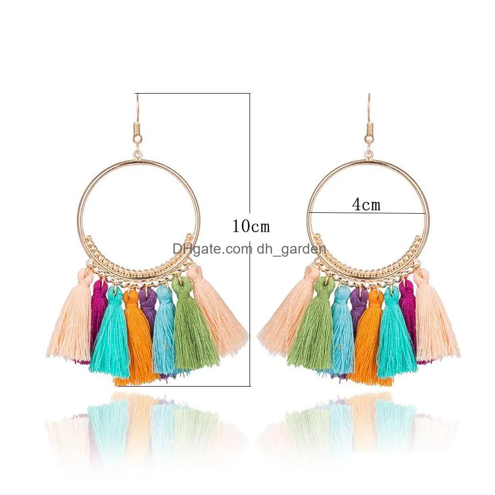 vintage bohemian tassel earrings for women handmade big hoop dangle earing fashion jewelry gift trendy wholesale new arrivaly