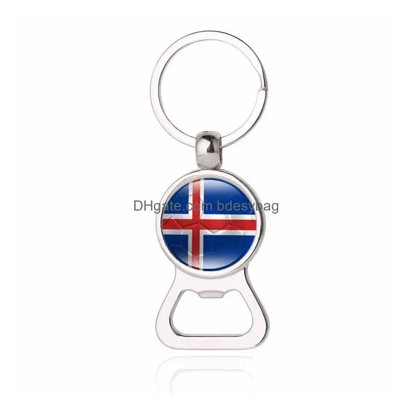 2 in 1 football bottle opener keychain qatar world cup flag mini easy can opener beer ring wine jar openers rrb16636