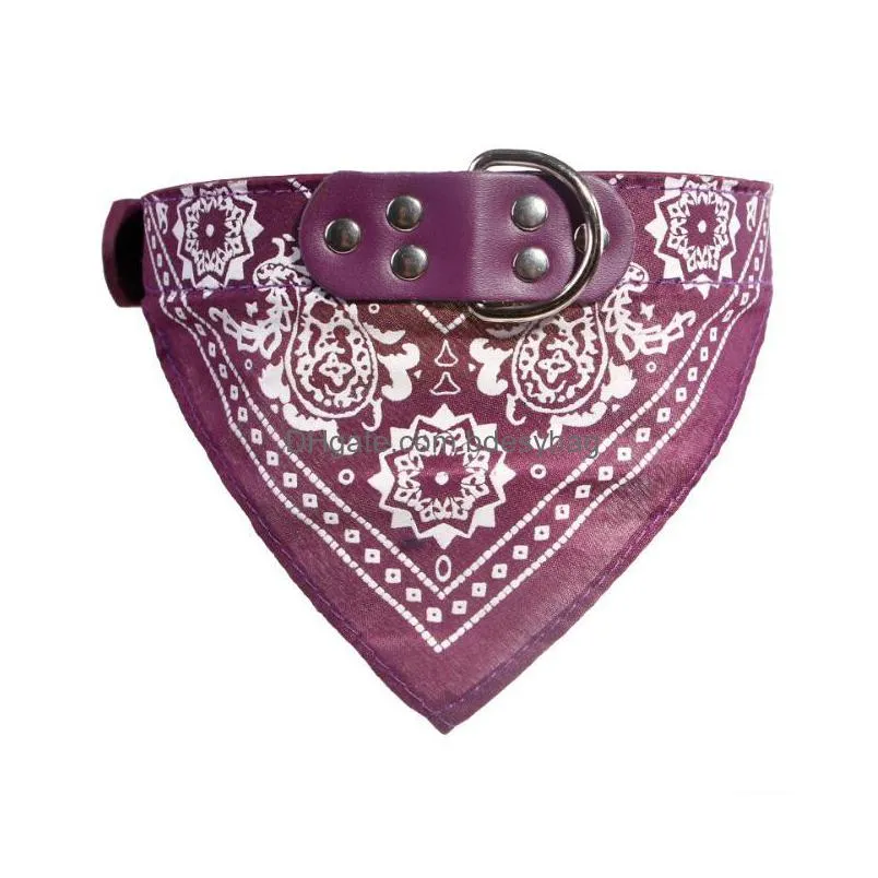 dog triangle saliva towel puppy napkin neck scarf bandana with leather collar neckerchief adjustable puppy cat scarf 5 sizes eea333