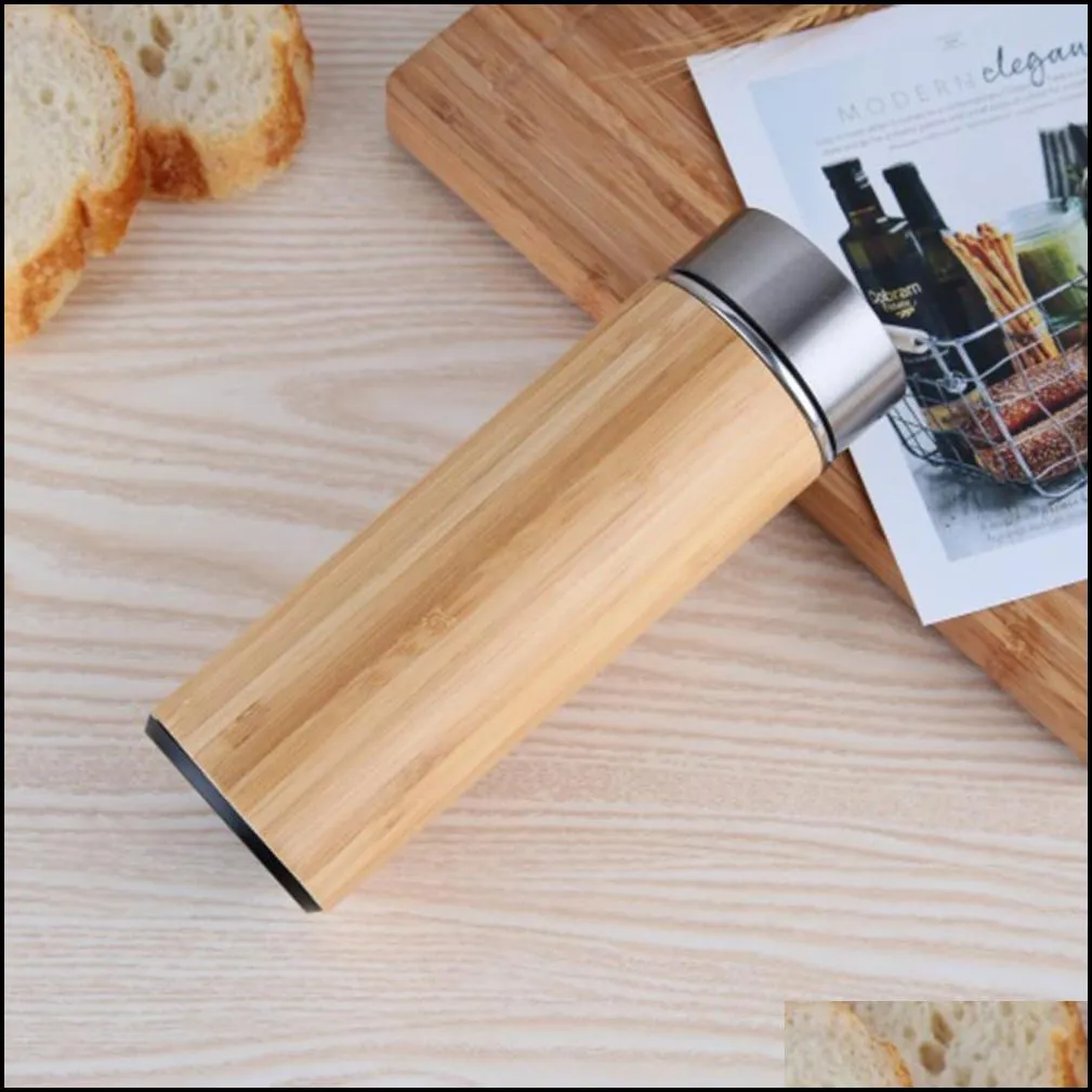 bamboo tumbler stainless steel bamboo bottle 17 oz vacuum cup insulation cup with tea infuser strainer