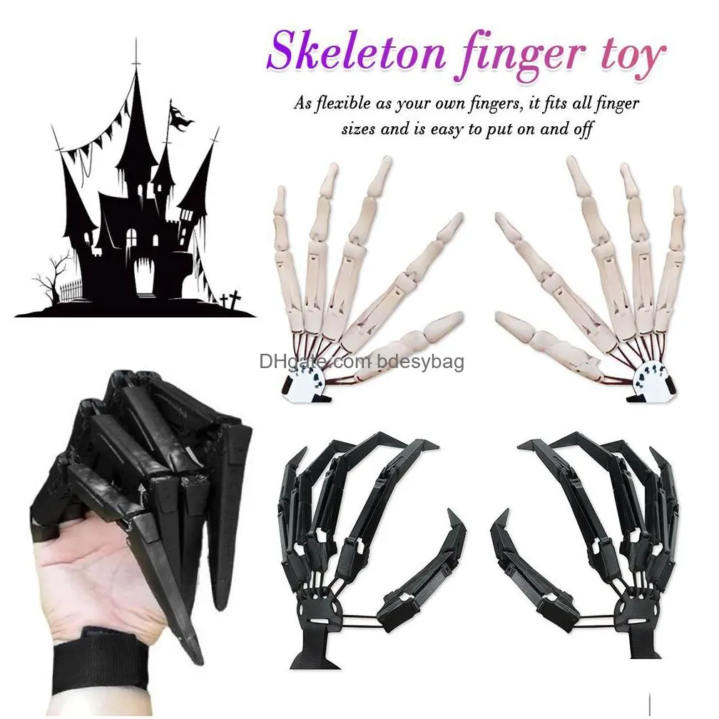 halloween articulated fingers scarry fake fingers halloween skeleton hands realistic party decor prop rrb15835