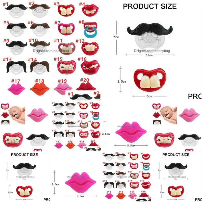 newsilicone pacifier funny pacifiers soothes beard teeth red lip nipple toddler baby products 20 style ewa4723