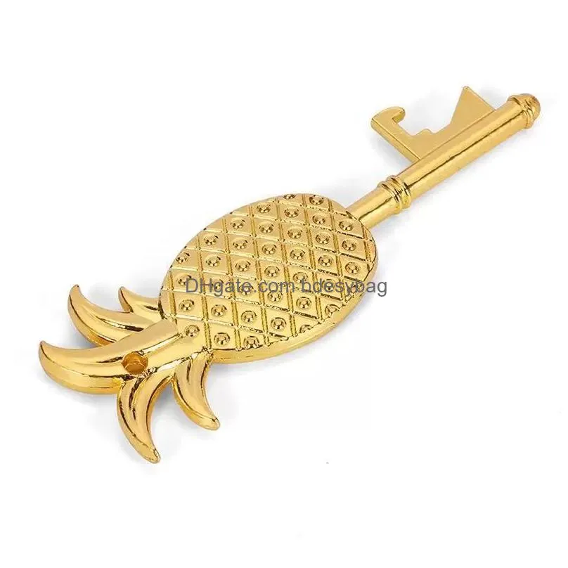 creative pineapple shape bottle opener metal key opener corkscrew hangable multifunctional kitchen tool rrb15658