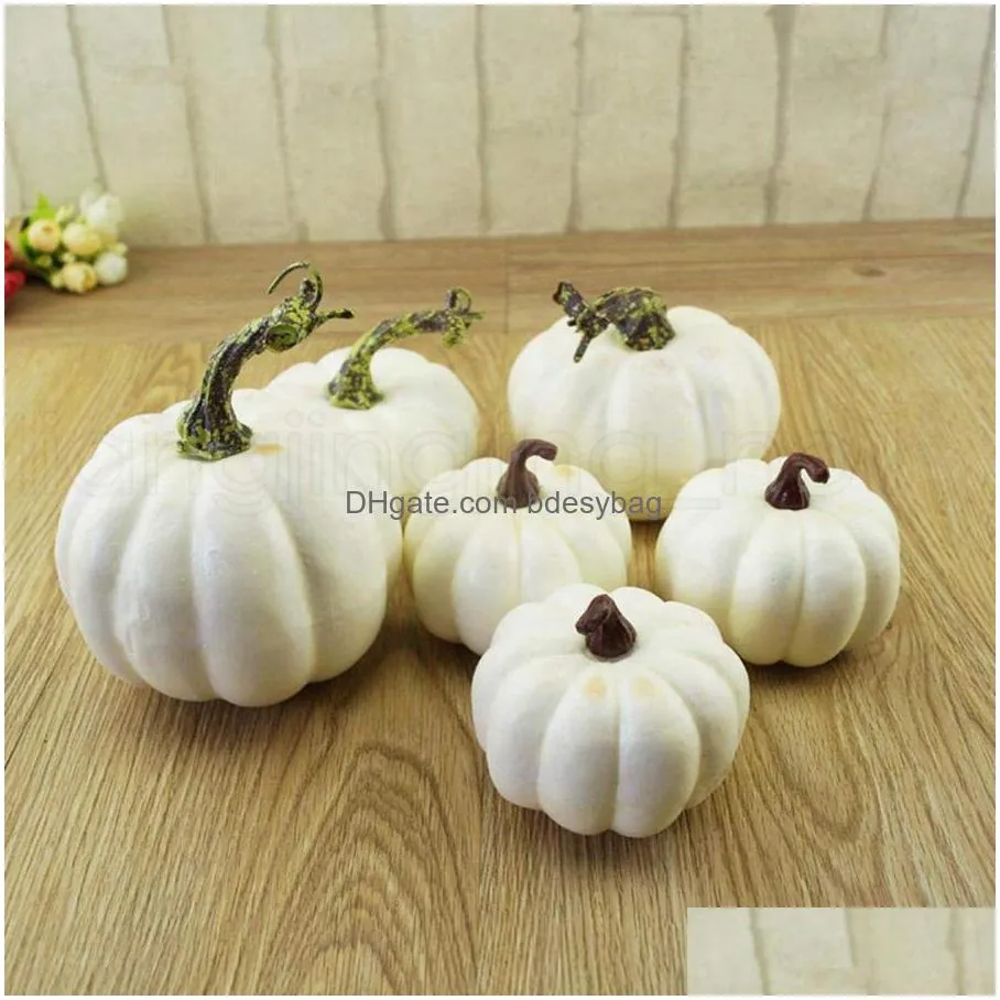 12pcs/set mini simulation pumpkin diy creative foam halloween party garden decoration craft party favor rra2071