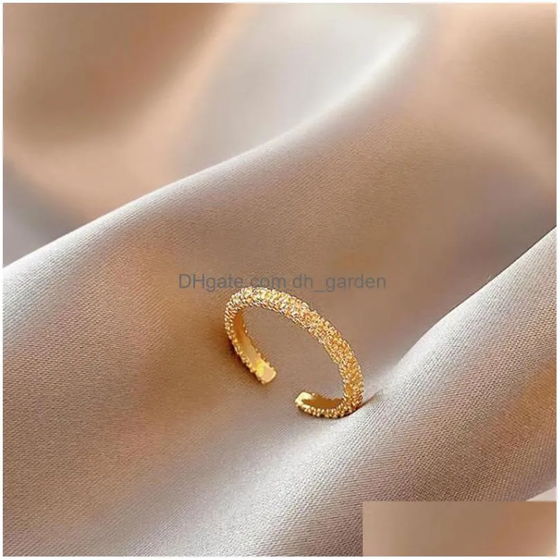 new silver gold geometric flash diamond open ring fashion personality index finger ring womens party jewelry gift