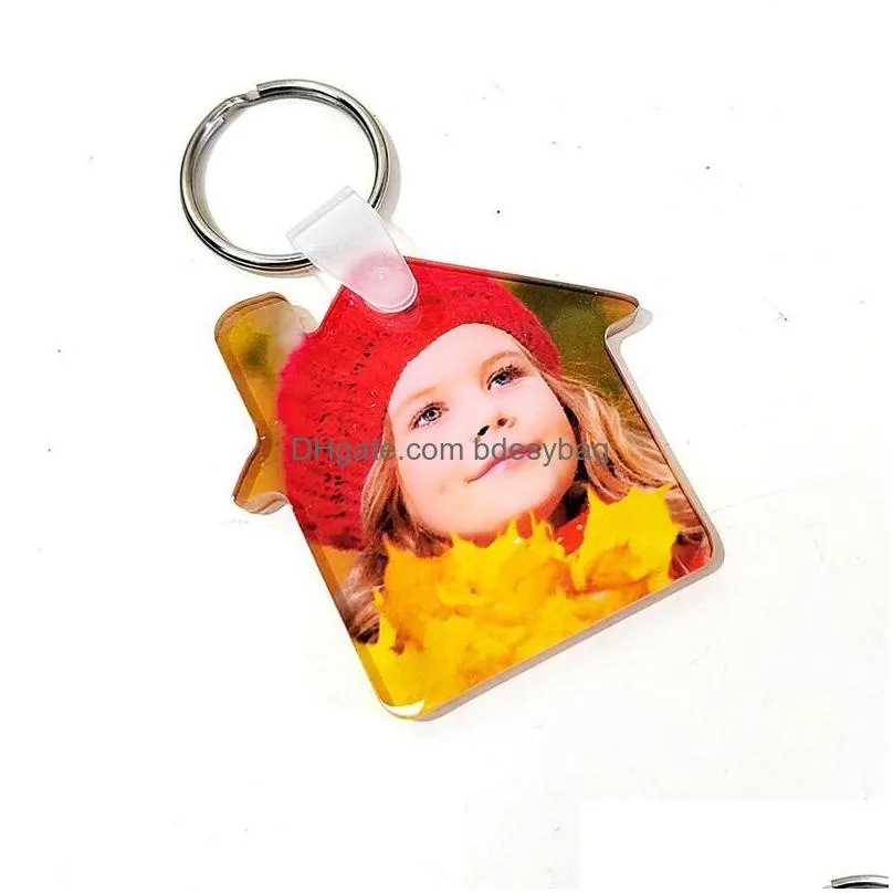 party favor acrylic sublimation blank keychain diy transparent crystal plate keychains rrb15938