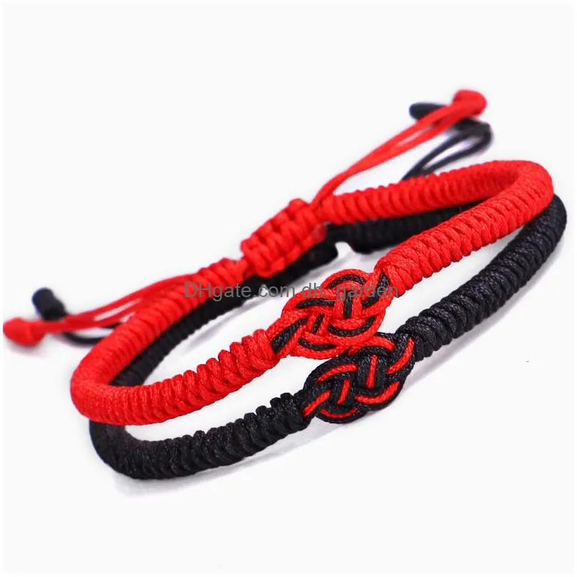 valentines day gift red rope tibetan bracelets for couple fashion love lucky charm concentric knot woven bracelet adjust handmade