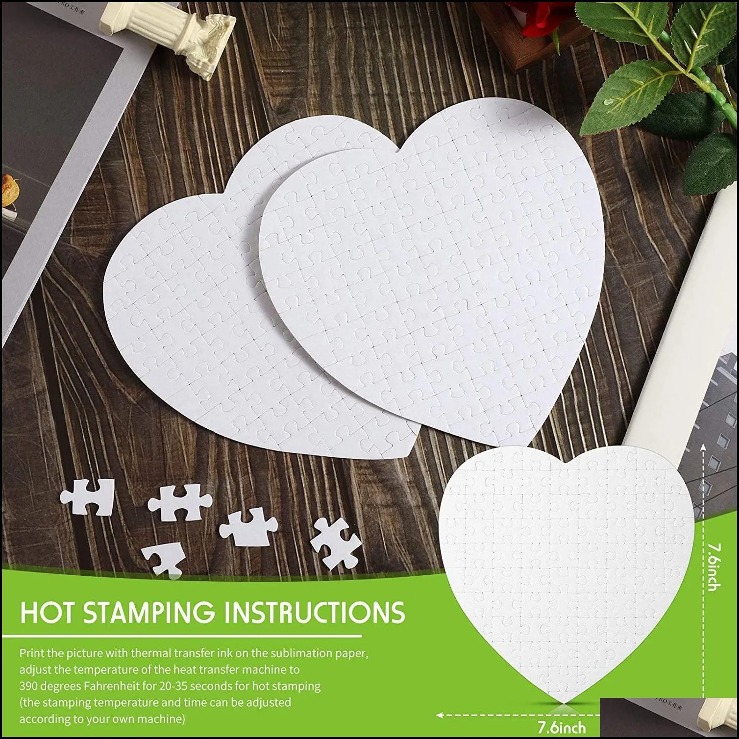 sublimation blank heart puzzle jigsaw toys personalized customized p o love heat transfer diy craft party favors
