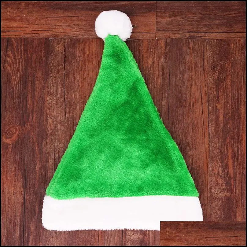 christmas elf hat short plush colored red pink green blue xmas santa claus hats for adult