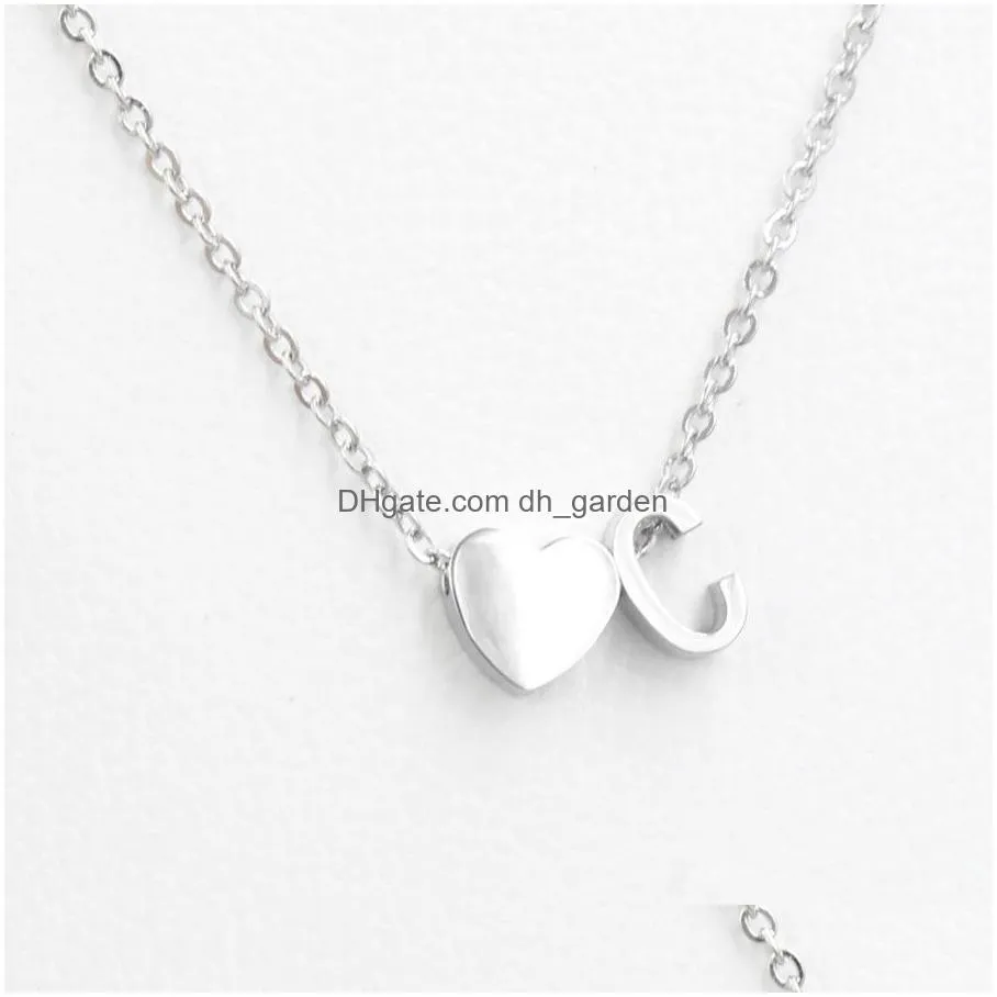 az alphabet stainless steel necklace 26 intial letter alphabet heart pendant necklace for women valentines day jewelryz