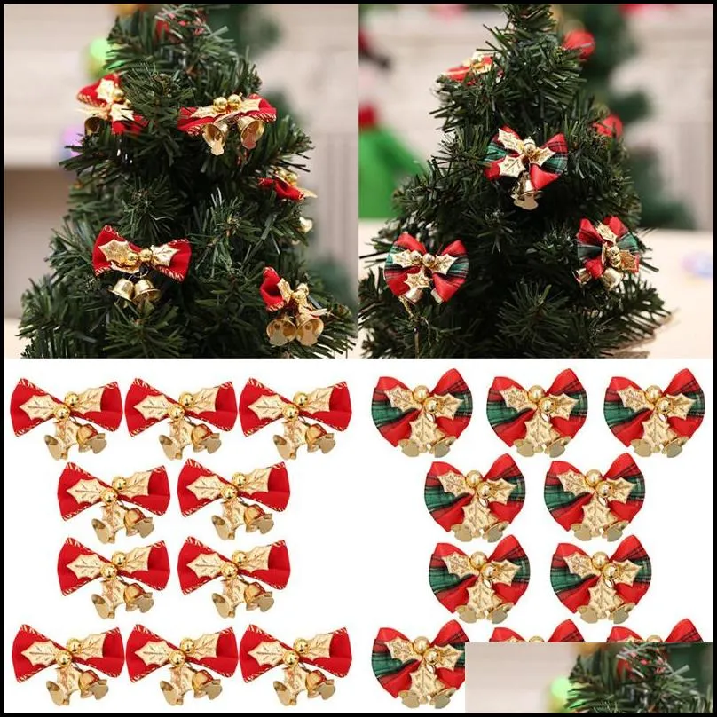 bowknot bell christmas tree decoration plaid bowknot xmas tree ornaments kids gifts bowknot decor christmas wedding ornament