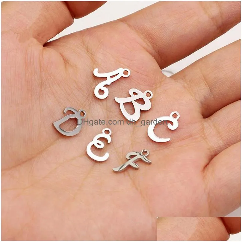 fashion initial charms silver 26 english alphabet letter charm pendants for women man diy necklace bracelet jewelry making az