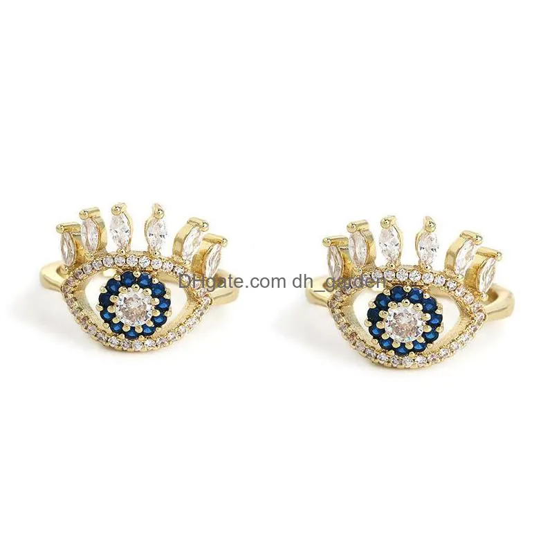 high quality blue evil blue eye ring female girl fashion rhinestone adjustable jewelry gold ring bague for women valentines day