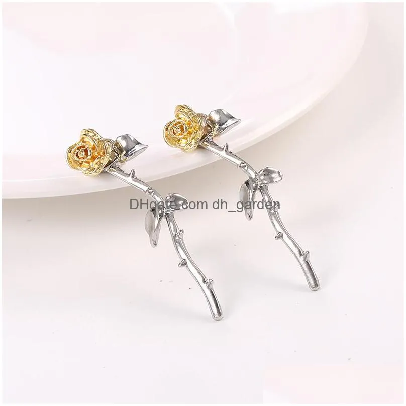 new cute small flower stud earrings fashion multishape earrings for women girls gold rose color jewelry gift wholesalez