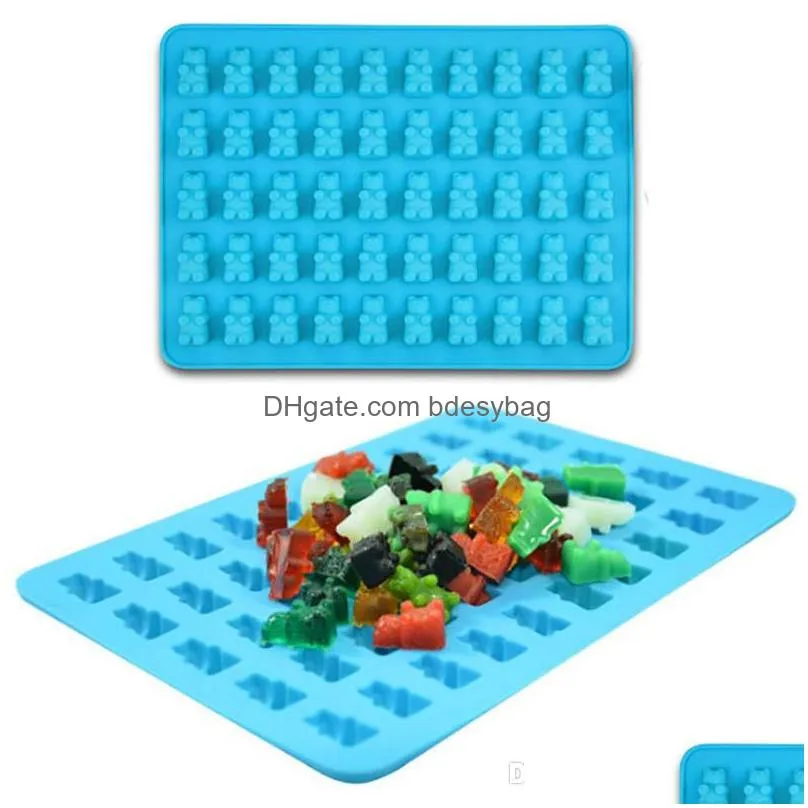 50 holes bear silicone candys moulds bears shaped soft chocolate mould with droppers ice cube tray mold dropper sweet candy molds bh3064