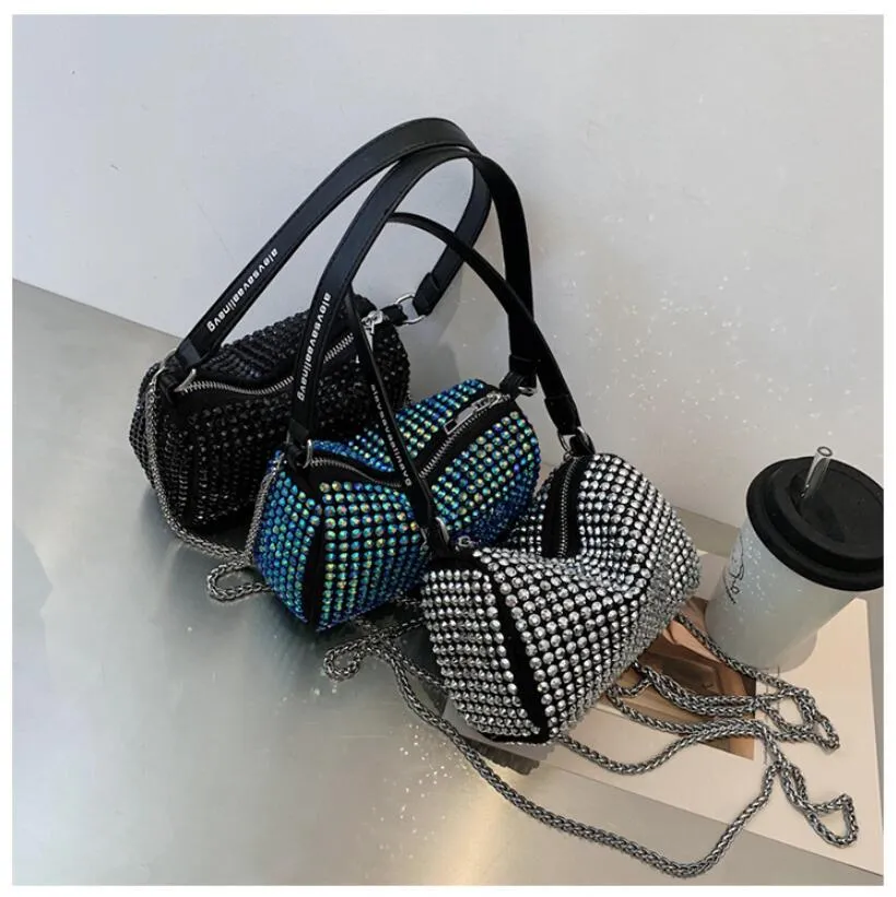 fashion design summer fashion bright diamond small bag womens bag 2023 new fashion chain crossbody bag net red handbag