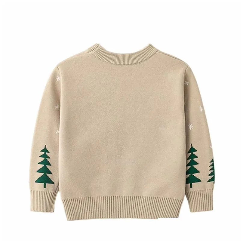 pullover baby kids winter warm clothing boy girl cartoon christmas tree sleigh knitted sweater children jumper 27t