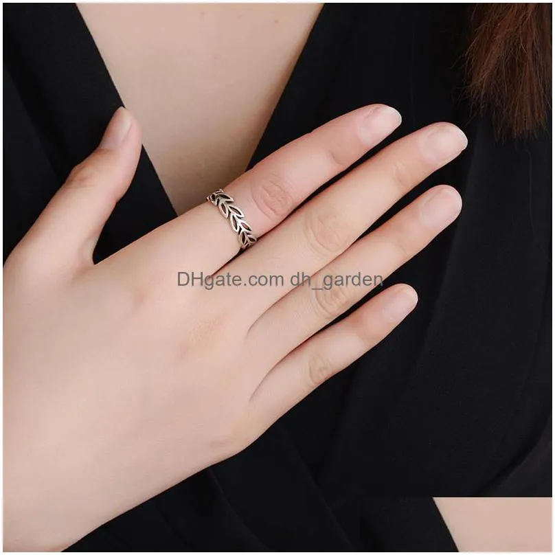 classical retro vintage 925 sterling silver hand open finger leaf hoop open rings for women valentines day sterling silver jewelryz