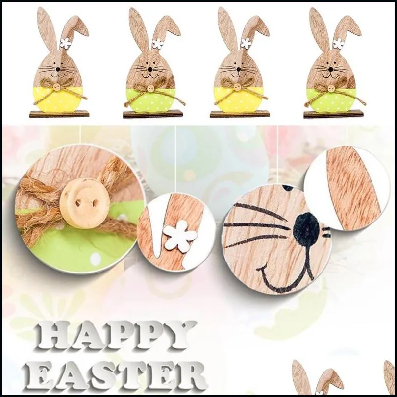 easter rabbit wood decorations easter egg ribbon stand decoration nordic ins wooden bunny egg painted small ornaments